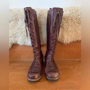 Women's Ugg Brock Lace-Up Leather Boots with fleece lining